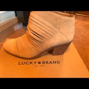 Lucky Brand nude suede booties.